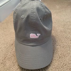 Vineyard Vines Gray Cap with Pink Whale Logo